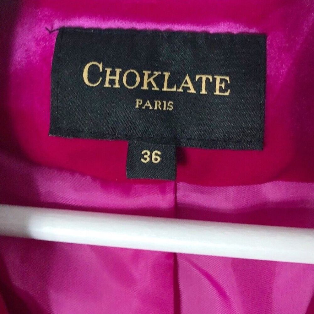 CHOKLATE Paris Pink Velvet Blazer Gold Buttons 36 Small Double Breasted - Picture 5 of 12
